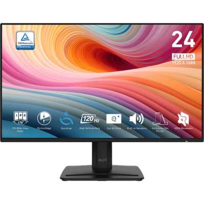 Монитор 23.8" MSI PRO MP242A E2 IPS 1920x1080, 120 Гц, 4 мс (1 мс MPRT), 16:9, 300 кд/м², VGA, HDMI 1.4, DP 1.2, 3.5 Jack, динамики (2x2 Вт), HDR10, черный