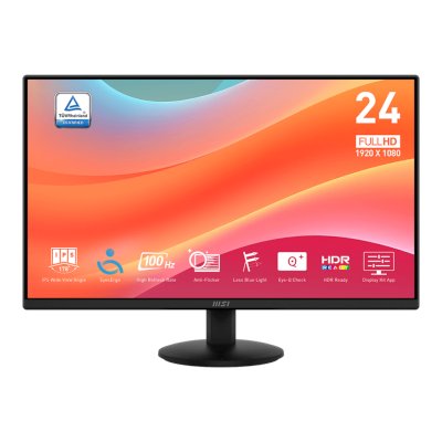 Монитор 23.8" MSI Pro MP242L IPS 1920x1080, 100 Гц, 4 мс, 16:9, 250 кд/м², HDMI 1.4b, DP 1.2a, 3.5 мм, Adaptive-Sync, черный