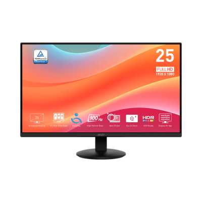Монитор 24.5" MSI Pro MP252L IPS 1920x1080, 100 Гц, 1 мс, 16:9, 250 кд/м², HDMI 1.4b, DP 1.2, 3.5 Jack, Adaptive-Sync, черный