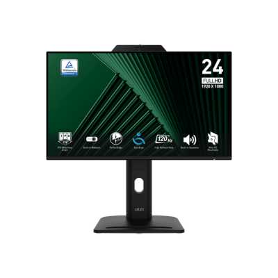 Монитор 23.8" MSI PRO MP242PMG IPS 1920x1080, 120 Гц, 4 мс, 16:9, 300 кд/м², 1xHDMI, 1xDP, 1xVGA, 2xUSB, 1x3.5 мм, 2x3 Вт, веб-камера, черный