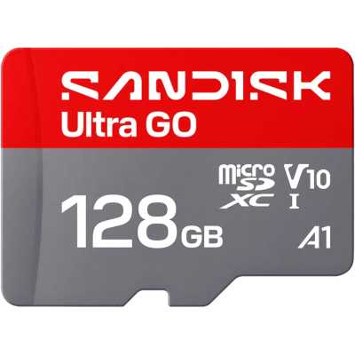 Флеш карта microSDXC 128GB SanDisk Ultra Class 10, UHS-I, R 190 МБ/с, <SDSQUGN-128G-GN6MN> без адаптера