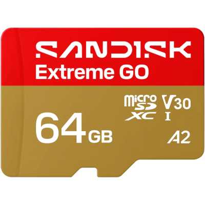 Флеш карта microSDXC 64GB SanDisk EXTREME GO Class 10, UHS-I, W60, R100 МБ/с, <SDSQXGN-064G-GN6MN>