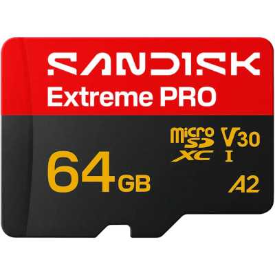 Флеш карта microSDXC 64GB SanDisk EXTREME PRO Class 10, UHS-I, U3, W30, W90, R200 МБ/с, <SDSQXCU-064G-GS6MA>