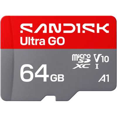 Флеш карта microSDXC 64GB SanDisk Ultra GO Class 10, UHS-I, R 190 МБ/с, <SDSQUGN-064G-GN6MN> без адапте