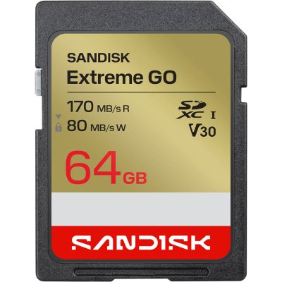 Флеш карта SDHC 64GB SanDisk Extreme GO Class 10, UHS-I, R 170 МБ/с, <SDSDXGN-064G-GNCIN>