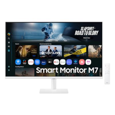 Монитор 32" Samsung Smart Monitor M7 S32FM703UI VA 3840x2160, 60 Гц, 4 мс, 16:9, 300 кд/м², 2xHDMI 2.0, USB-C (65 Вт PD), USB Hub (3x USB-A), динамики (2x10 Вт), HDR10+, Tizen OS, Wi-Fi 5, Bluetooth 5.2, пульт ДУ, белый