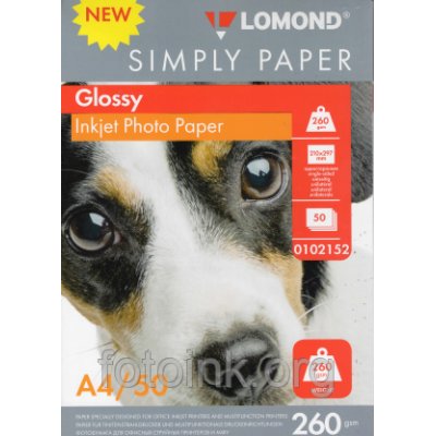 Фотобумага Lomond Simply 0102152 A4/260г/м2/50л./белый CIE148% глянцевое для струйной печати