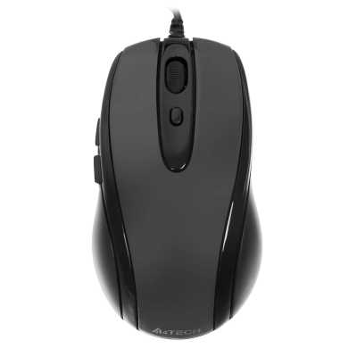 Мышь проводная A4Tech N-708X серый глянец/черный, 1600 dpi, USB, кнопки - 6