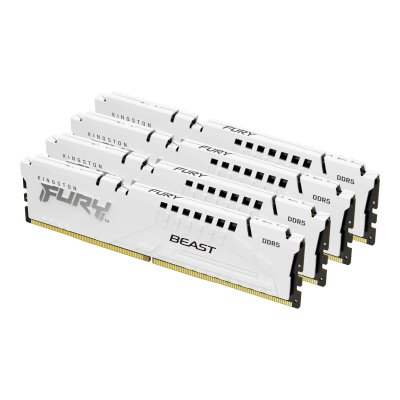 Оперативная память Kingston Fury Beast, DDR5, 128Gb (4x32GB), 5200MHz, CL40, DIMM, радиатор, белый