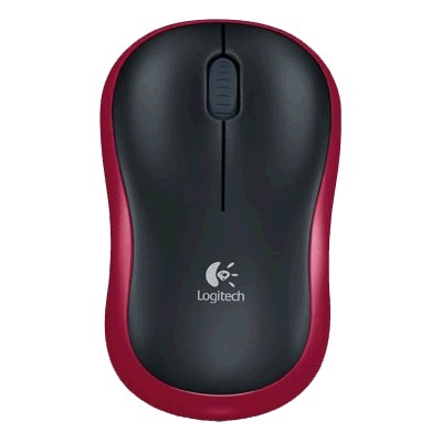 Мышь беспроводная Logitech M185, красный, 1000 dpi, радиоканал, USB, кнопки - 3