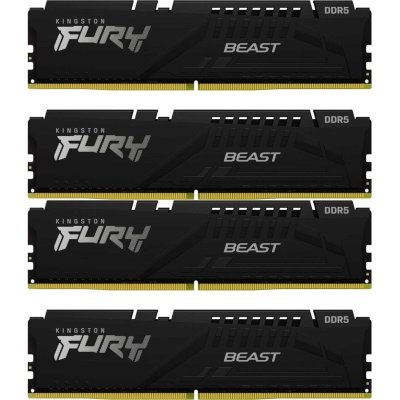 Оперативная память Kingston Fury Beast, DDR5, 128Gb (4x32Gb), 5200MHz, CL40, DIMM, радиатор, черный