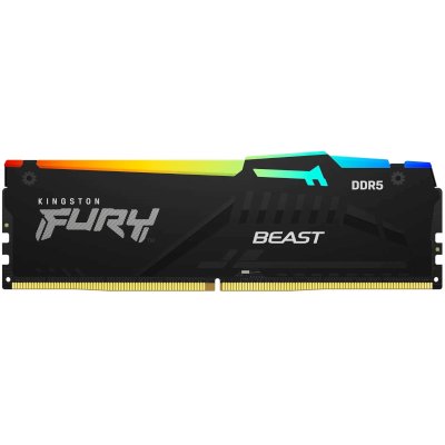 Оперативная память Kingston Fury Beast, DDR5, 16GB (1x16GB), 5200MHz, CL40, DIMM, с радиаторами, RGB, черный