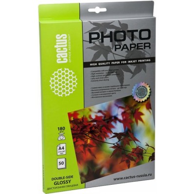 Фотобумага Cactus CS-GA418050DS A4/180г/м2/50л./белый глянцевое/глянцевое для струйной печати