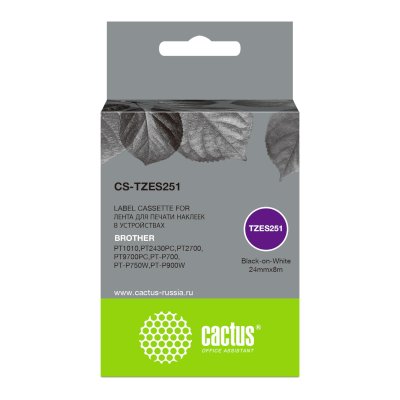 Картридж ленточный Cactus CS-TZES251 черный шрифт, белый фон (24 мм, 8 м) для Brother 1010/1280/1280VP/2700VP