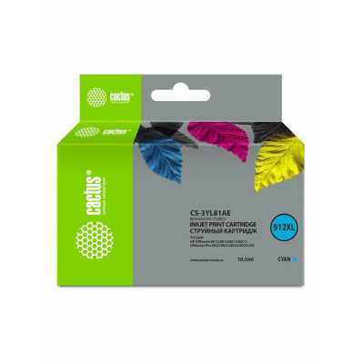 Картридж струйный Cactus CS-3YL81AE 912XL голубой (10.5мл) для HP OfficeJet 8012/8014/8015/8017;Offi