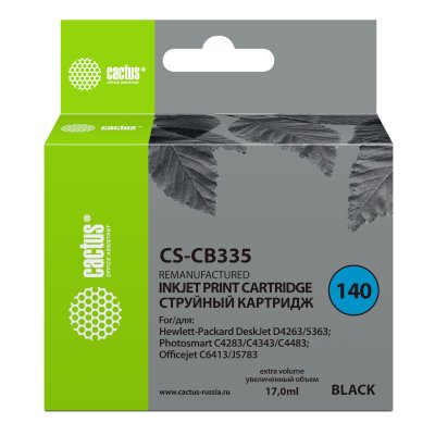 Картридж струйный Cactus CS-CB335 №140 черный (17мл) для HP DJ D4263/D4363 с чипом