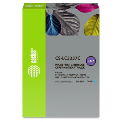 Картридж струйный Cactus CS-LC3237C голубой (18.4 мл) для Brother HL-J6000DW/J6100DW