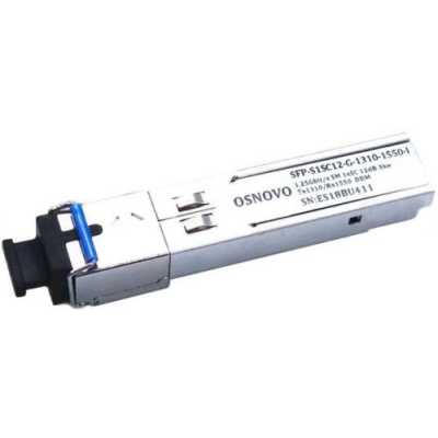 OSNOVO SFP-S1SC12-G-1310-1550 Оптический SFP Модуль. Одно волокно Single Mode. Скорость: до 1,25 Гбит/c. Тип разъема: SC. Оптический бюджет: 12дБ. Расстояние передачи - до 3км. Рабочая длина волны,нм