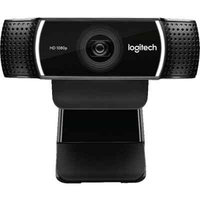 Logitech Веб-камера C922 Pro Stream, Full HD, 1920 х 1080, 30 кад/сек, автофокус, угол обзора 78°, стереомикрофон, USB2.0, 1.5 м, чёрный.