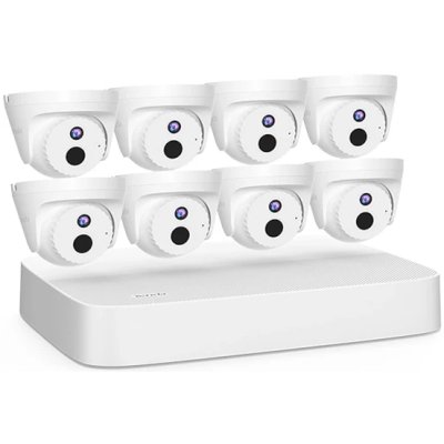 Tenda K8P-4CR Система видеонаблюдения, 8 купольных IP-камеры и видеорегистратор, 2560x1440, 25 кадр./сек, CMOS, 4Мп, PoE, ночная съемка, датчик движения