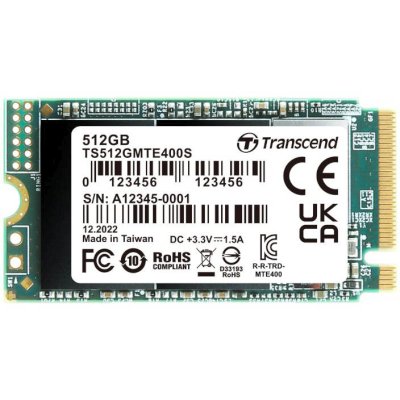 Твердотельный диск 512GB Transcend MTE400S, 3D TLC NAND, M.2 2242 ,PCI-E 4x [ R/W - 2000/900 MB/s]