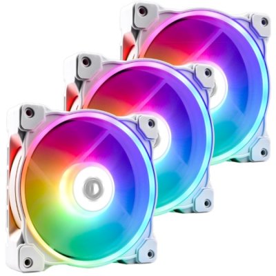 Вентилятор для корпуса комплект 3-in-1 ID-Cooling ZF-12025-ARGB-TRIO-SNOW White 120?120?25mm (PWM) x3PCS (16.3~28.5dB(A), 12VDC (PWM) / 5V (ARGB), 3W, 500~1600±10%RPM, 4Pin PWM / 5V 3Pin ARGB) Ret