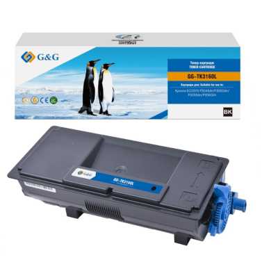 Тонер-картридж G&G, аналог Kyocera TK-3160 (увеличенной емкости) 19.5k с чипом