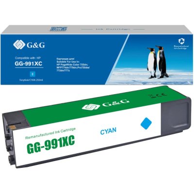 Картридж G&G, аналог HP 991X (M0J90AE) голубой 16k с чипом