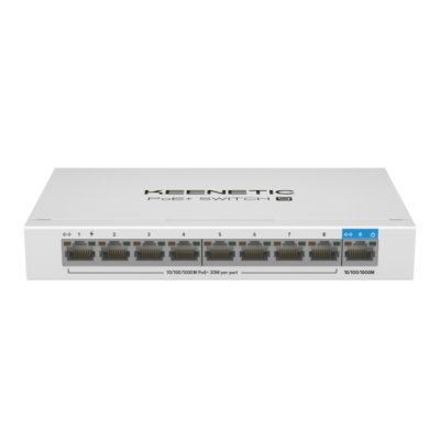 Keenetic PoE+ Switch 9 (KN-4710) 9-портовый гигабитный коммутатор с 8 портами PoE+ и бюджетом мощности 120 Вт