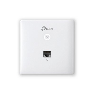 TP-Link EAP115-Wall Встраиваемая в стену точка доступа Wi-Fi N300, до 300 Мбит/с на 2,4 ГГц, совместимость со стандартными подрозетниками, питание PoE, 2 встроенные антенны, 1 uplink-порт RJ45 10/100 Мбит/с, 1 downlink-порт 10/100 Мбит/с RJ45