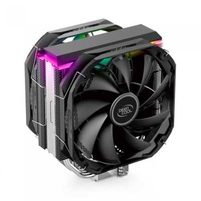 Устройство охлаждения (кулер) DEEPCOOL AS500 PLUS RTL 727071 Height 164mm, 6mm x 5pcs, Fan 140mmx2, 500;1200RPM ±10%, < 29.2 dBA, 4-pin PWM, TDP 220W, Screw, Socket AMD AM4, Intel LGA 2066/2011-v3/2011/1700/1200/115x R-AS500-BKNLMP-G