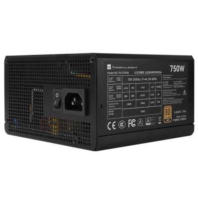 Блок питания ПК Thermalright, 750W 80+ Gold (ATX, 3.0, PCIe 5.0, Non-modular, 1x24(20+4)pin, 1xCPU 8(4+4)pin, 2xPCIe*2 8(6+2)pin, 5xSATA3, 1x12+4pin (12VHPWR PCIe 5.0 12+4pin 600mm), 3xMOLEX4pin, Active, 120x120mm, 150x140x86mm, APFC, black) TR-TG 750S