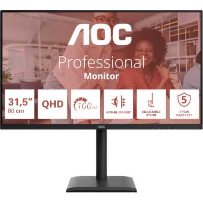 Монитор AOC 32" Q32E4U черный IPS LED 4ms 16:9 HDMI M/M матовая HAS Piv 350cd 178гр/178гр 2560x1440 100Hz DP 2K USB 5.3кг
