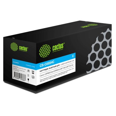 Картридж лазерный Cactus CS-C055HC 055 H C голубой (5900стр.) для Canon LBP663Cdw/LBP664Cx/MF746Cx/M
