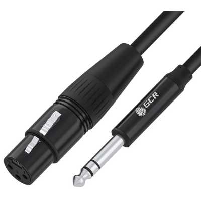 GCR PRO Кабель 5.0m микрофонный stereo jack 6,35mm / XLR, M/F, черный, AL case