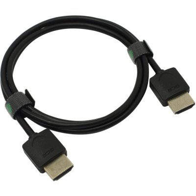 GCR PRO Кабель SLIM 1.0m HDMI 2.0, черный, медь, экран, HDR 4:4:4, Ultra HD, 4K 60 fps 60Hz, 3D, AUDIO, 18.0 Гбит/с