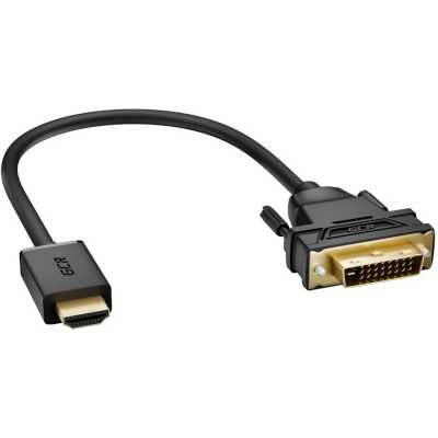 GCR PRO Кабель PROF 0.3m HDMI-DVI, 19M / 25M Dual Link, GOLD, черный, 28 AWG, медь, двойной экран, армирование
