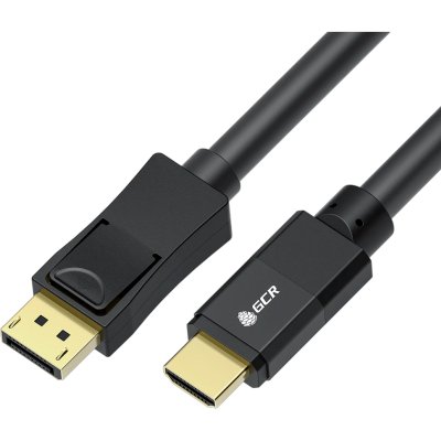 GCR PRO Кабель-переходник PROF 1.5m DisplayPort > HDMI, M/M, Ultra HD 4K, 60Hz, черный, медь, 3Х экран с армированием