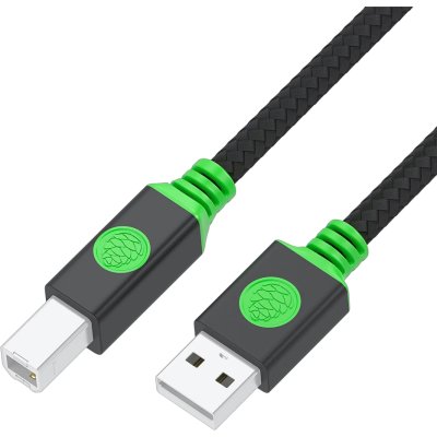 GCR PRO Кабель Premium 1.5m USB 2.0, AM/BM, в оплетке нейлон, черный, ферритовые кольца, 28/24 AWG, медь, экран, армирование