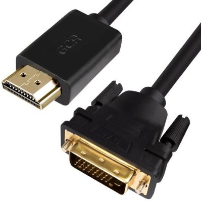 GCR PRO Кабель PROF 0.5m HDMI-DVI, 19M / 25M Dual Link, GOLD, черный, 28 AWG, медь, двойной экран, армирование
