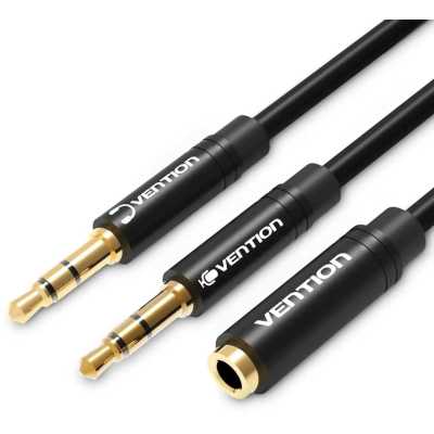 Переходник-разветвитель Vention гибкий Jack 3.5 mm F 4 pin/Jack 3.5 mm M x 2 - 1м