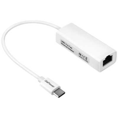 Адаптер GoPower Type-C (m)-RJ-45 (f) 100 мб/с белый (1/100)