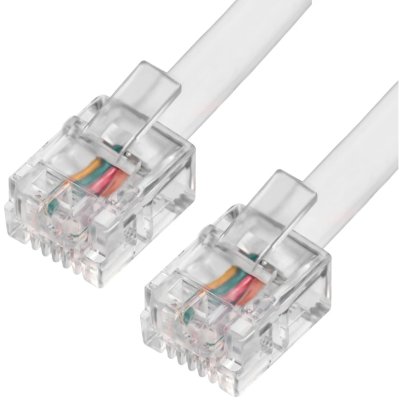 GCR Телефонный шнур удлинитель для аппарата 10.0m 6P4C (джек 6p4c - jack 6p4c), медь, белый