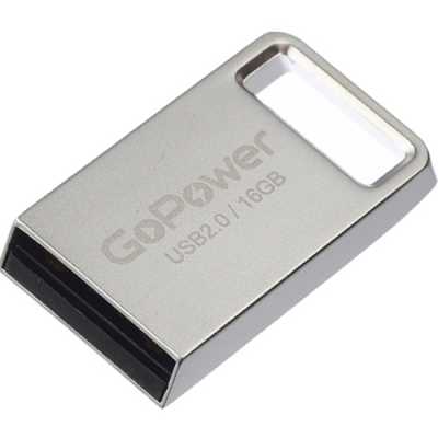 Флеш-накопитель/ Флеш-накопитель GoPower MINI 16GB USB2.0 металл серебряный (1/50/1000)