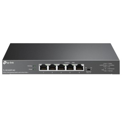 Коммутатор TP-Link TL-SG105PP-M2 (L2) 5x2.5Гбит/с 4PoE++ 123W неуправляемый