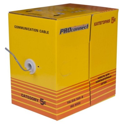 Кабель информационный PROconnect 01-0027 кат.5E FTP 2 пары 24AWG PVC внутренний 305м серый