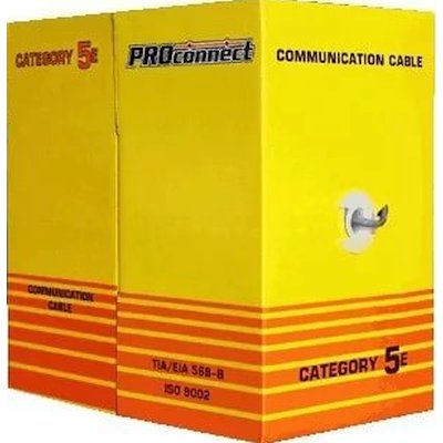 Кабель информационный PROconnect 01-0052 кат.5E UTP 4 пары 24AWG PVC внутренний 305м серый