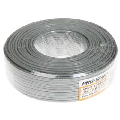 Кабель информационный PROconnect 01-0043-3-100 кат.5E UTP 4 пары 24AWG PVC внутренний 100м серый