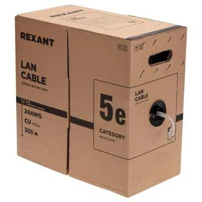 Кабель информационный Rexant 01-0146-R кат.5E F/UTP 4 пары 24AWG PE внешний 305м черный