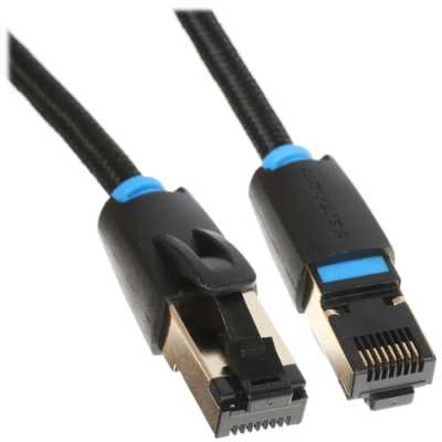 Патч-корд Vention прямой SFTP cat.8 RJ45 - 0,5м. Черный Тканевая оплетка